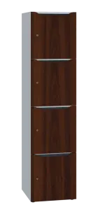 DOMINOU 44 úložná skříň 4-boxová, 1817x450x400 mm, korpus bílý, dvířka ořech královský